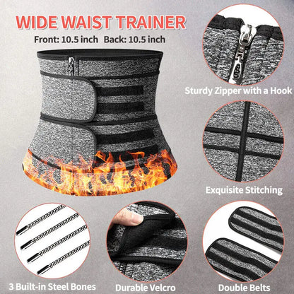 Men Zipper Adjustable Sweat Waist Trainer Cincher