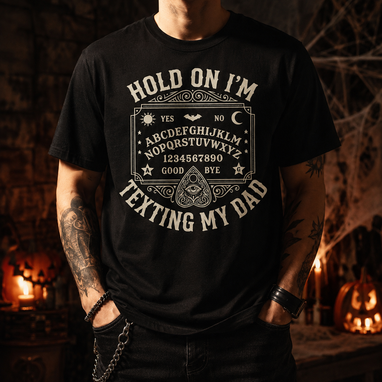 Hold On I'm Texting My Dad Ouija Board Retro T-Shirt