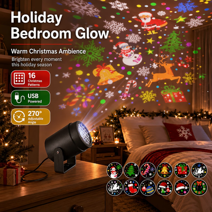 Christmas Projector Lights, 16 Rotating LED Patterns for Holiday Decor