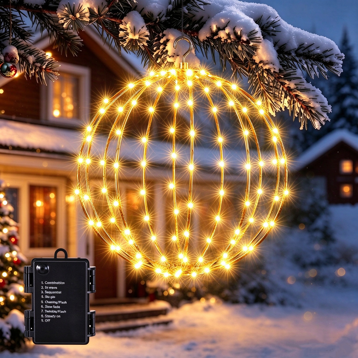 8-Inch Battery Operated Hanging Globe Fairy Lights with 8 Modes