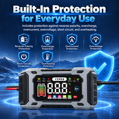 12V 6A Smart Battery Charger Maintainer|Fully Automatic Trickle Charger