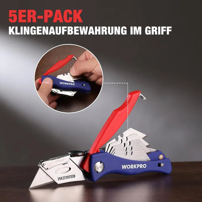 Quick-change Pocket Folding Utility Tool with 5 Extra Blades and Clip