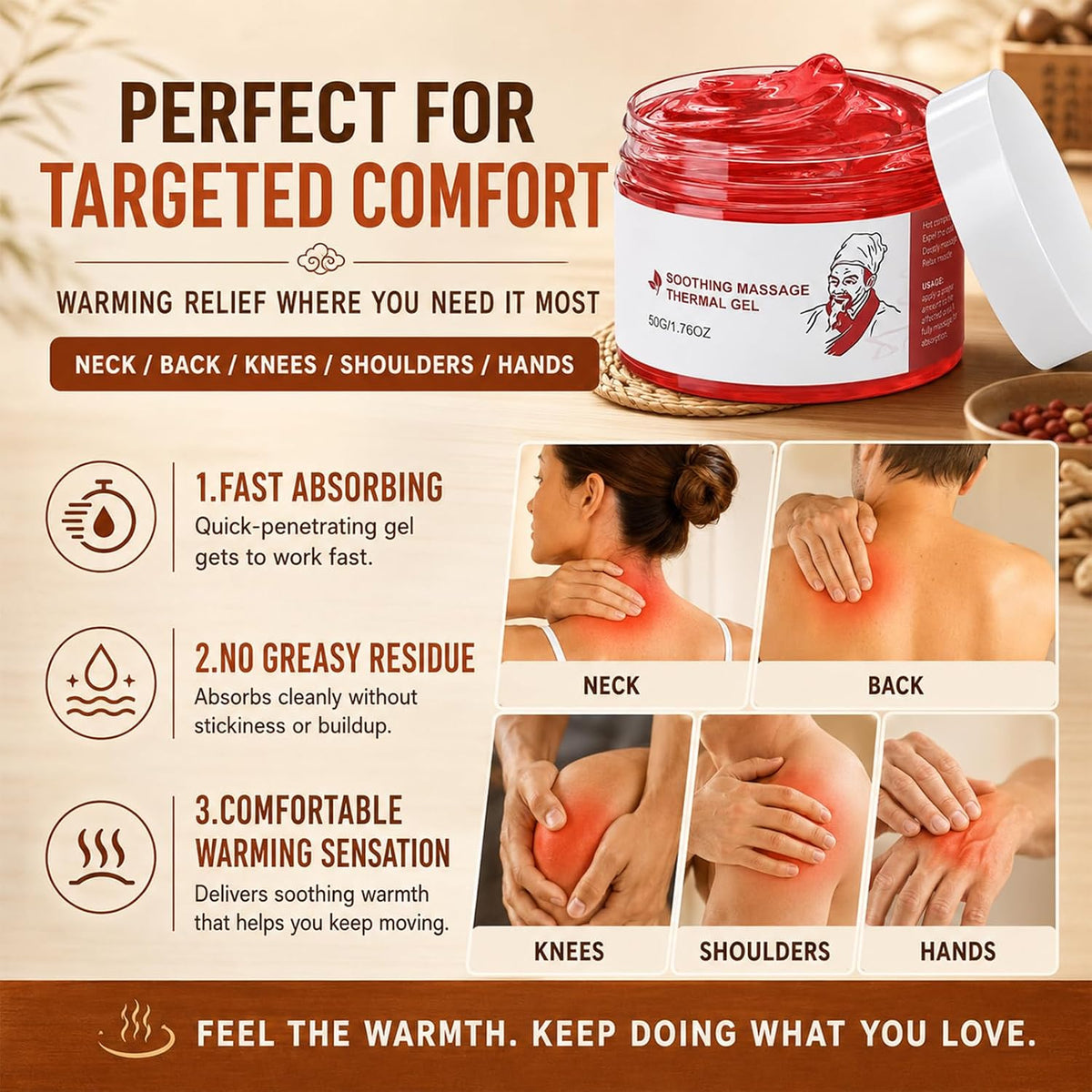 Deep Warming Massage Gel - Natural Herbal Wellness Therapy Solution with Menthol