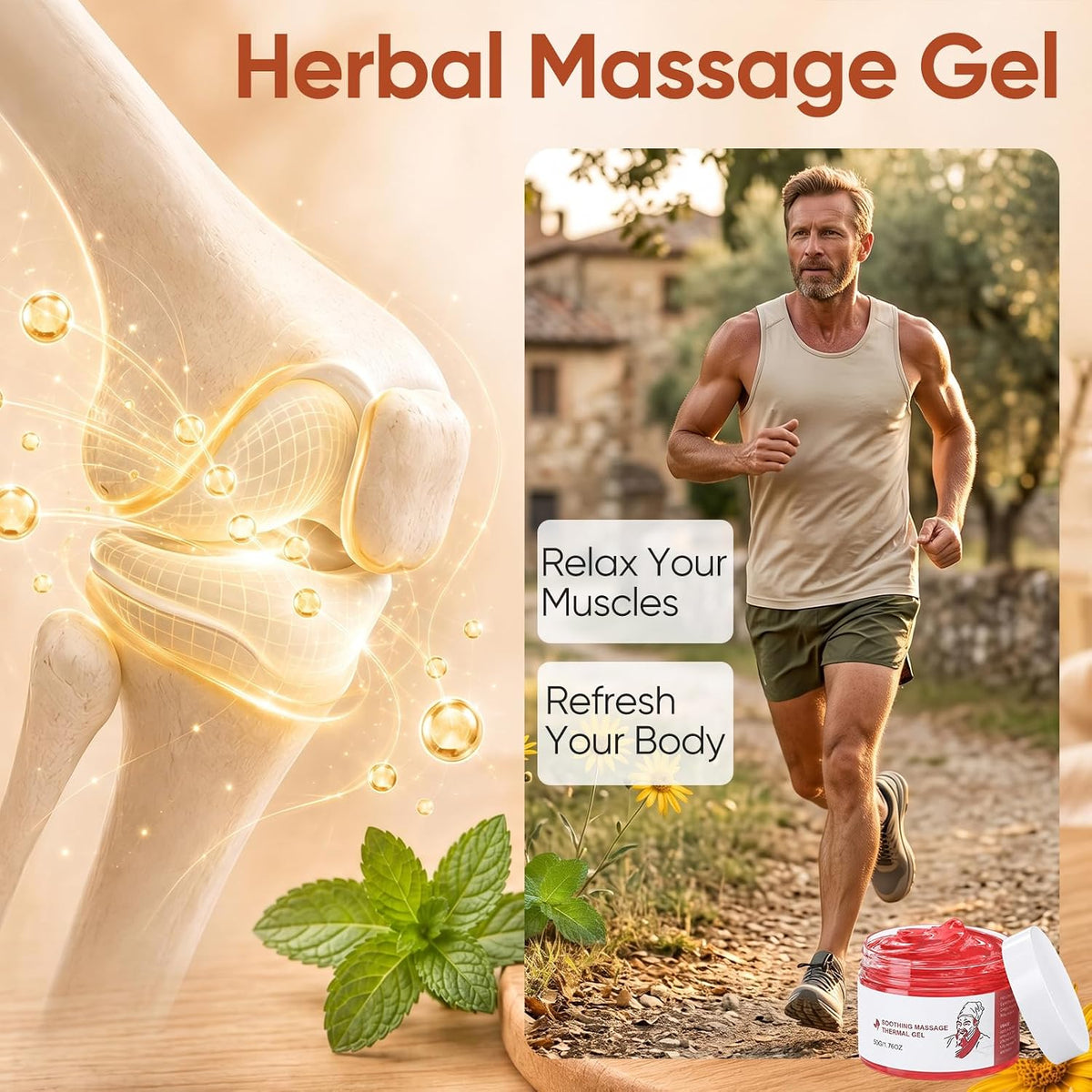 Deep Warming Massage Gel - Natural Herbal Wellness Therapy Solution with Menthol