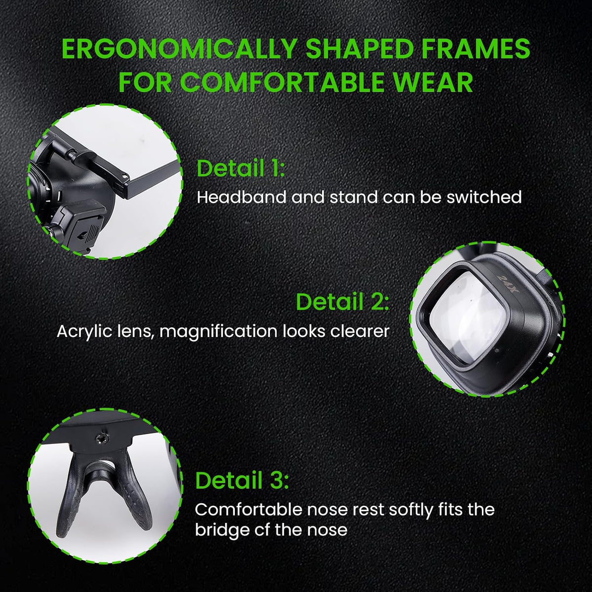 LED Head Mount Magnifier with Adjustable Magnification