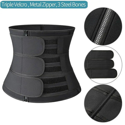 Men Zipper Adjustable Sweat Waist Trainer Cincher