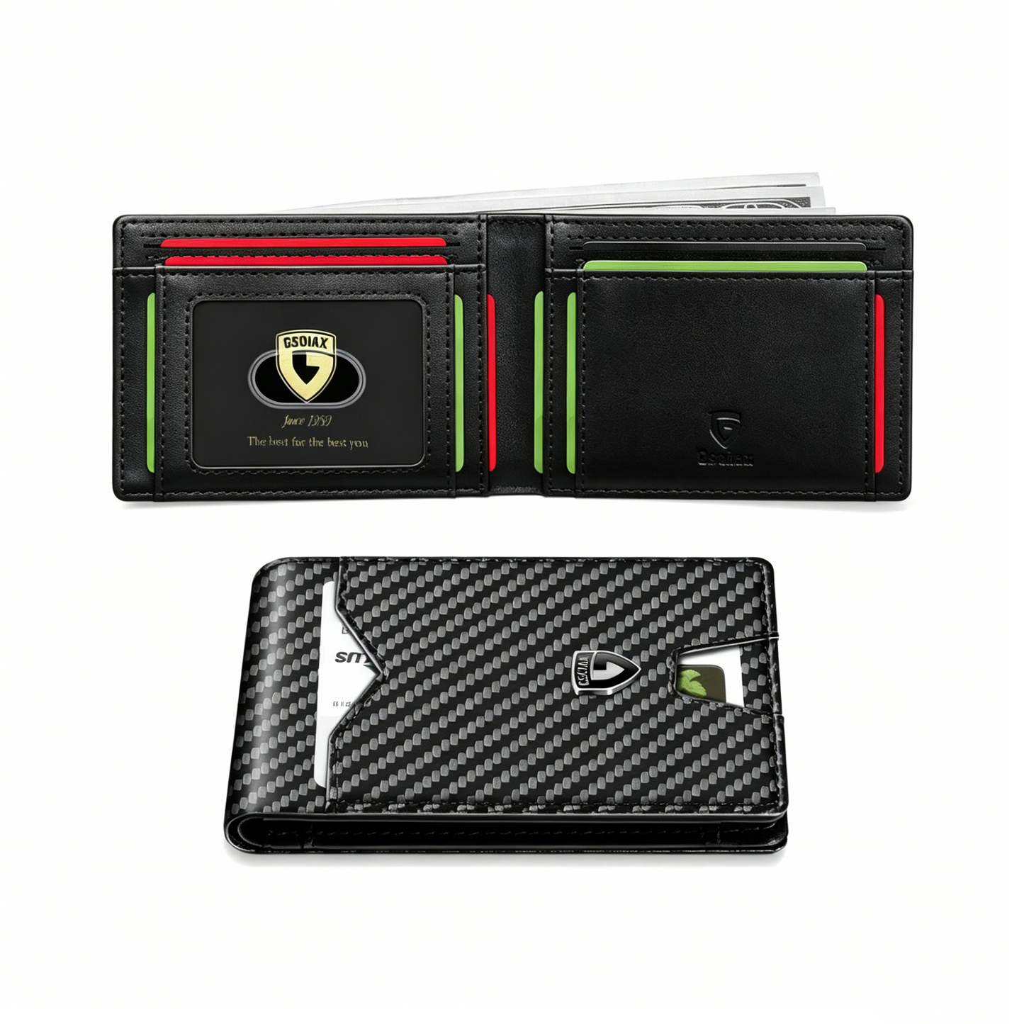 💳RFID Blocking Leather & Carbon Fiber Wallet