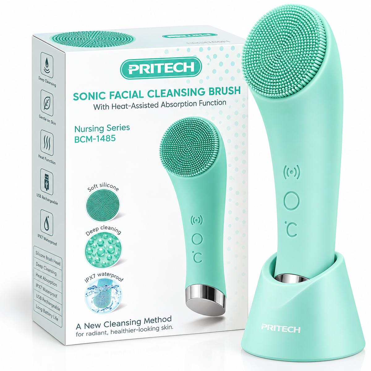 Rechargeable Silicone Heated Facial Cleansing Brush