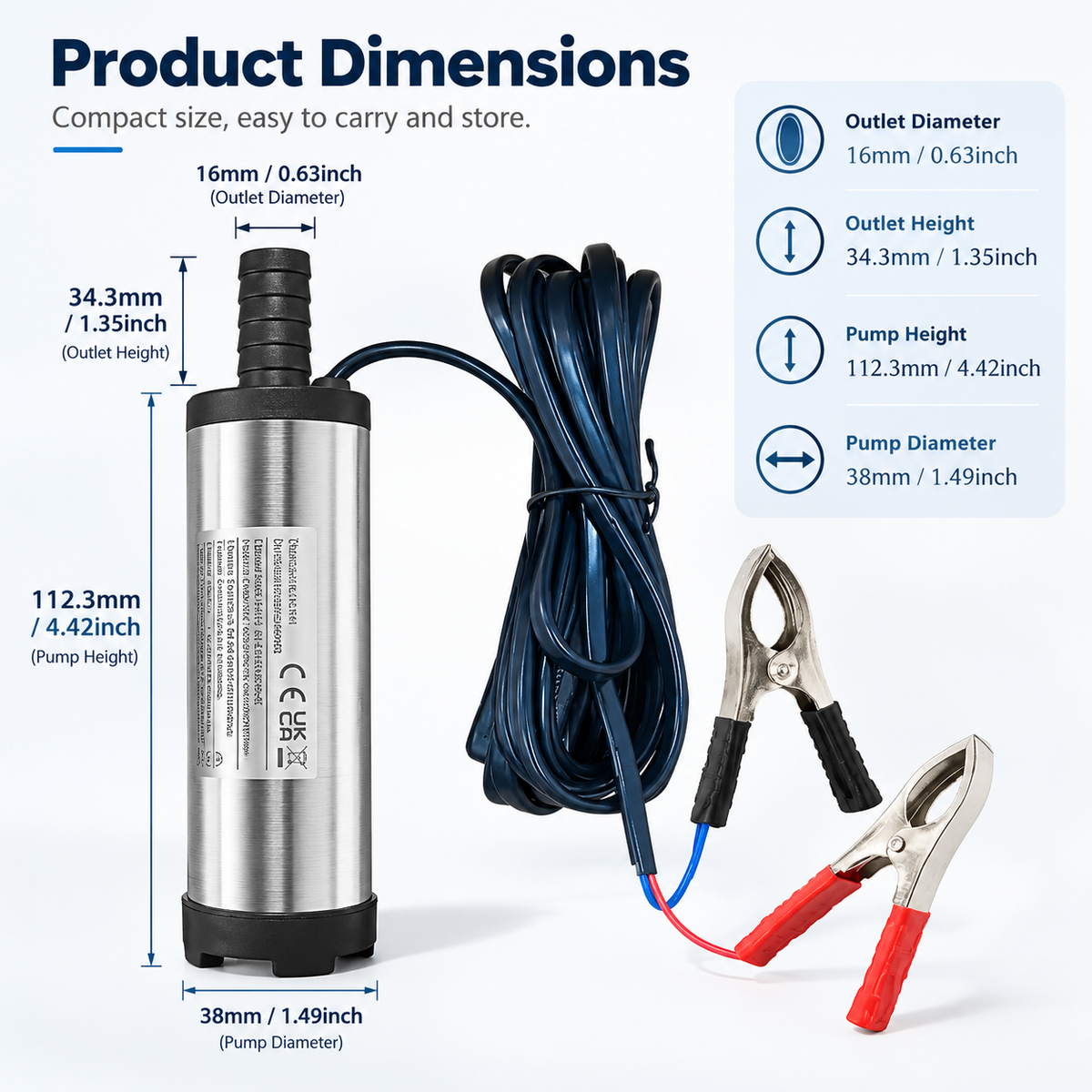 Portable 12V DC Submersible Fuel Transfer Pump