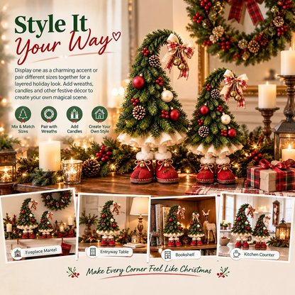 Whimsical Christmas Elf Tree Decor – Festive Holiday Tabletop Trees