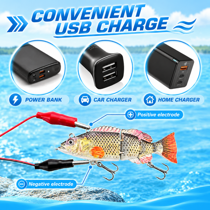 Robotic Artificial Fishing Lure|5.1in Multi-Segment 4-Jointed USB Rechargeable Electric Swimbait
