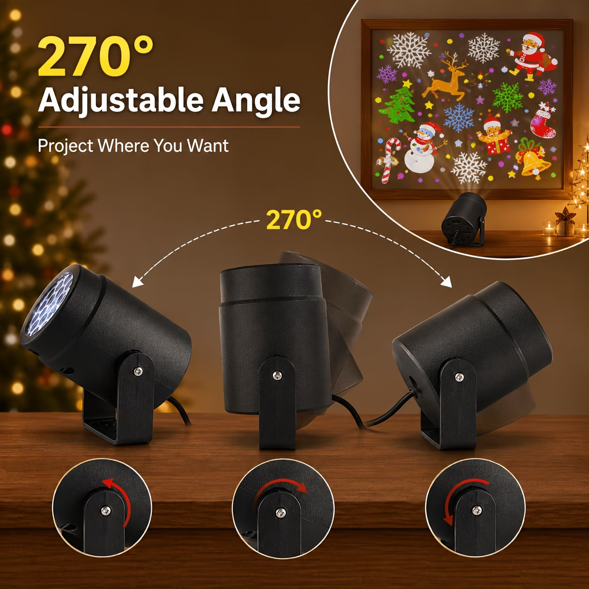 Christmas Projector Lights, 16 Rotating LED Patterns for Holiday Decor