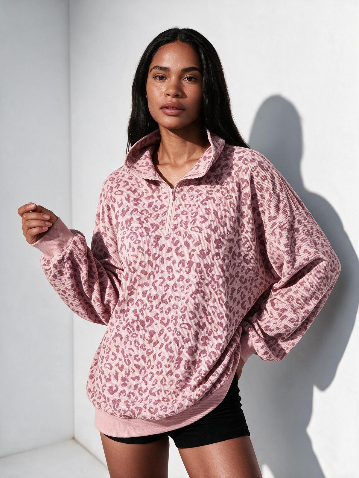 The Marlowe Leopard Half-Zip Pullover