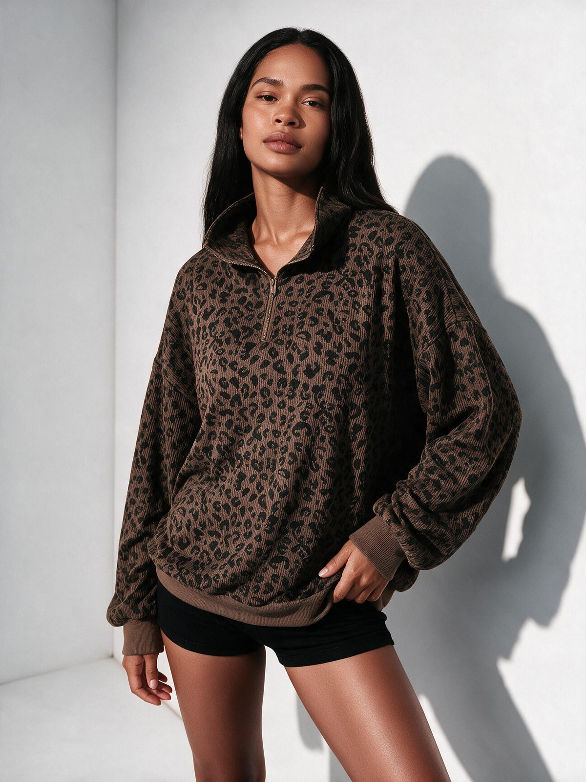 The Marlowe Leopard Half-Zip Pullover