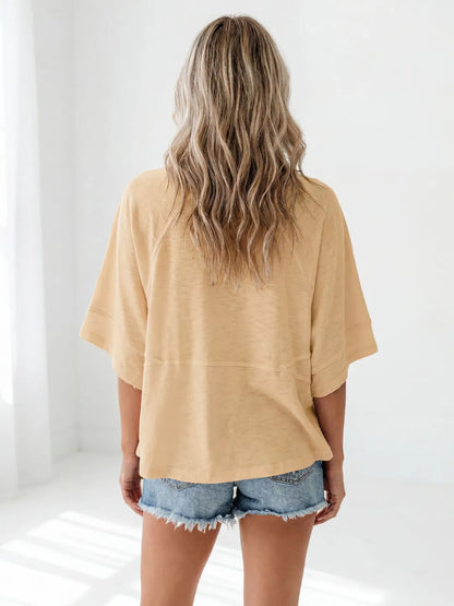 Women's Summer Casual T-Shirts Loose Fit Crewneck 3/4 Sleeve Tops