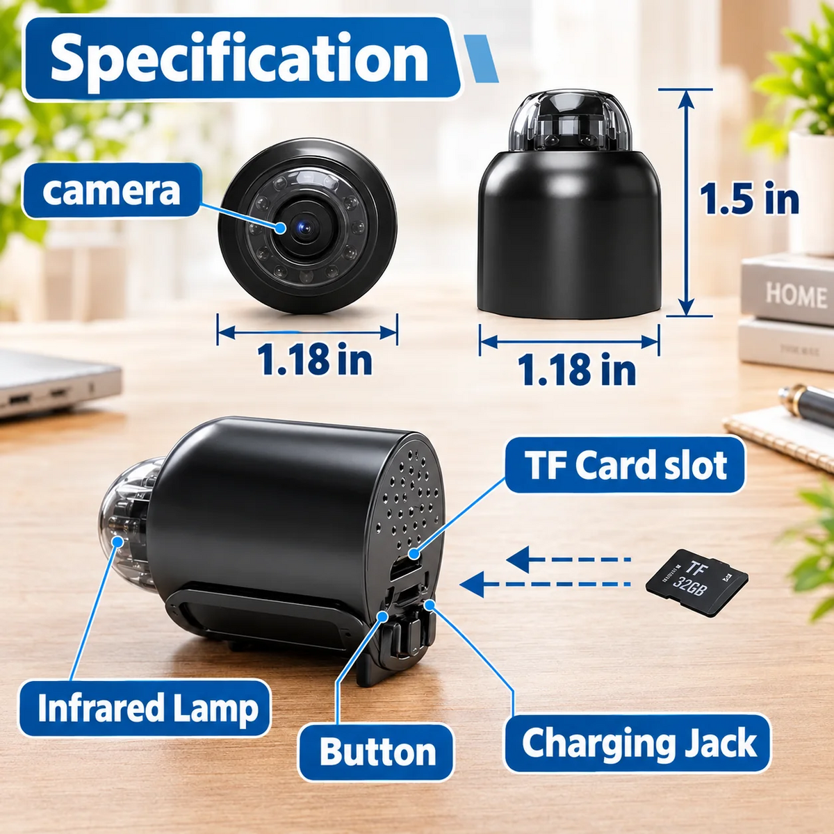 X5 Wireless Home Security Camera - 1080P HD Wi-Fi Dual-Use Monitor