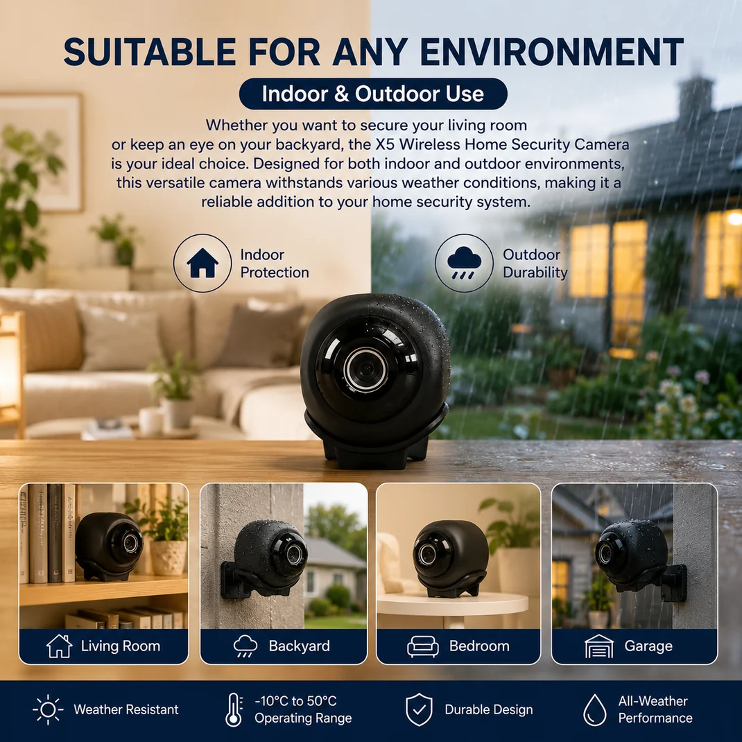 X5 Wireless Home Security Camera - 1080P HD Wi-Fi Dual-Use Monitor