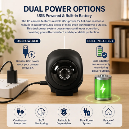 X5 Wireless Home Security Camera - 1080P HD Wi-Fi Dual-Use Monitor