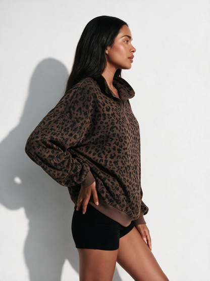 The Marlowe Leopard Half-Zip Pullover