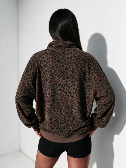 The Marlowe Leopard Half-Zip Pullover