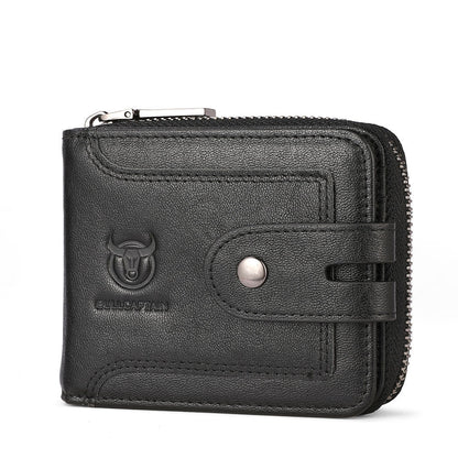 Men’s Slim RFID Leather Zipper Wallet – Business Essential