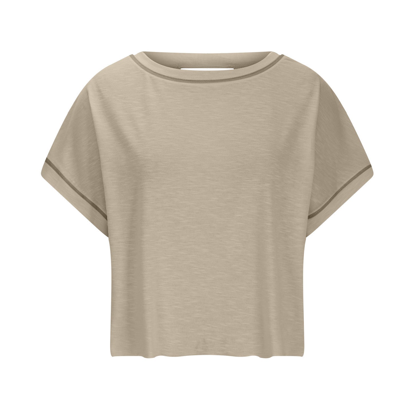 Women's Open Back Crop Top - Oversized Stretch Tee for Yoga & Street