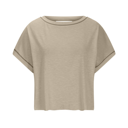 Women's Open Back Crop Top - Oversized Stretch Tee for Yoga & Street