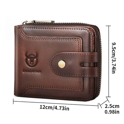Men’s Slim RFID Leather Zipper Wallet – Business Essential