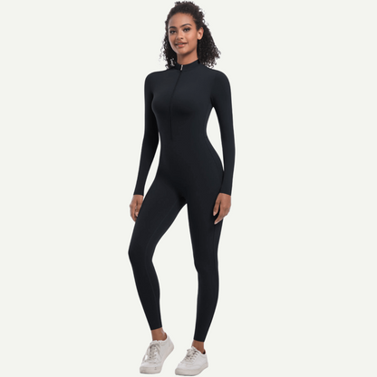 Zipper High Elastic Solid Color Long Yoga Clothes