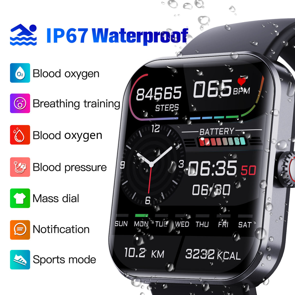 Smart Watch with Health Tracking, 50+ Sports Modes & HD Display
