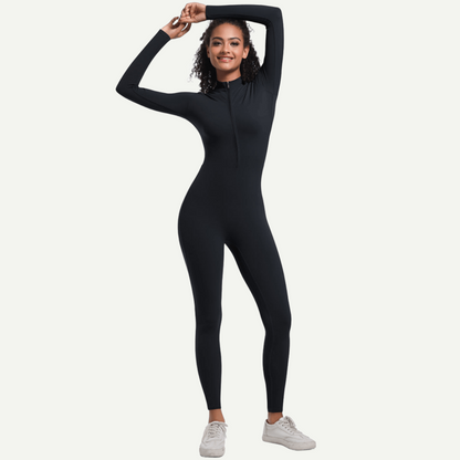 Zipper High Elastic Solid Color Long Yoga Clothes