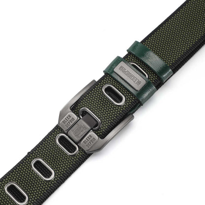 Unisex Minimalist Waistband – Stylish Perforated Leather Belt with Square Alloy Buckle