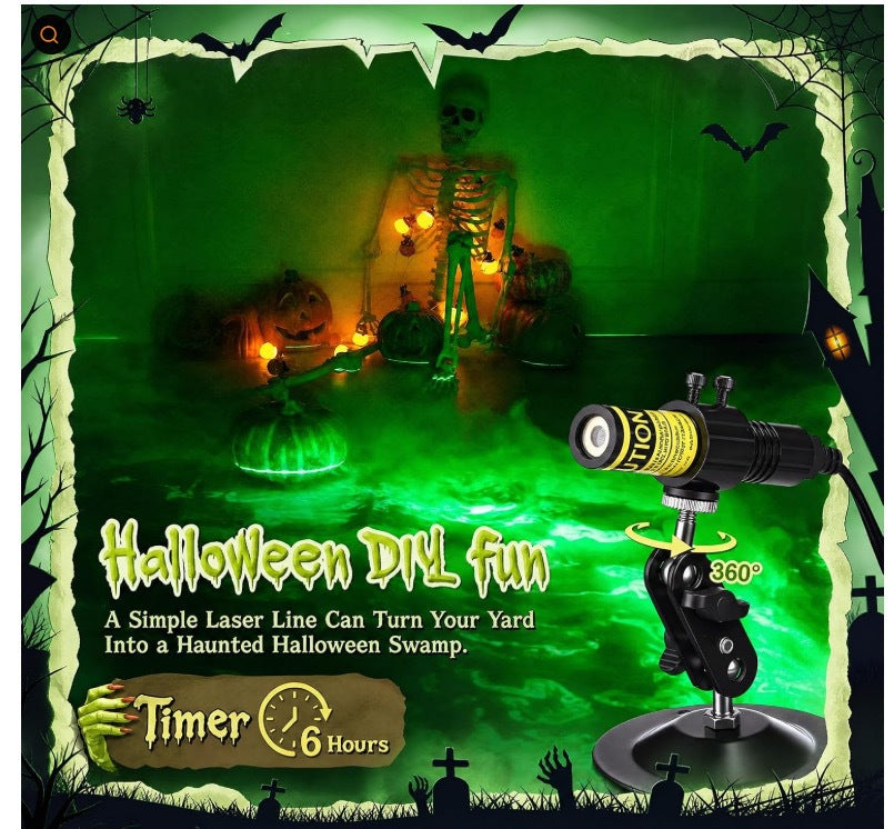 Halloween Laser Swamp Light – IP67 Waterproof 360° Adjustable Projector for Haunted Yard Decor