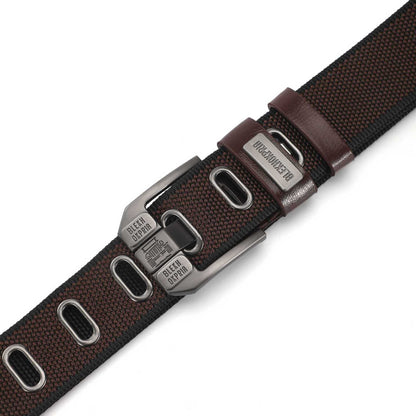 Unisex Minimalist Waistband – Stylish Perforated Leather Belt with Square Alloy Buckle