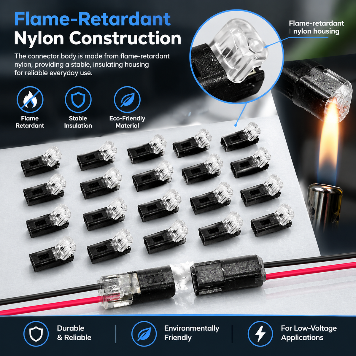 2-Pin Push-In Wire Connectors – Fast LED Strip Wiring