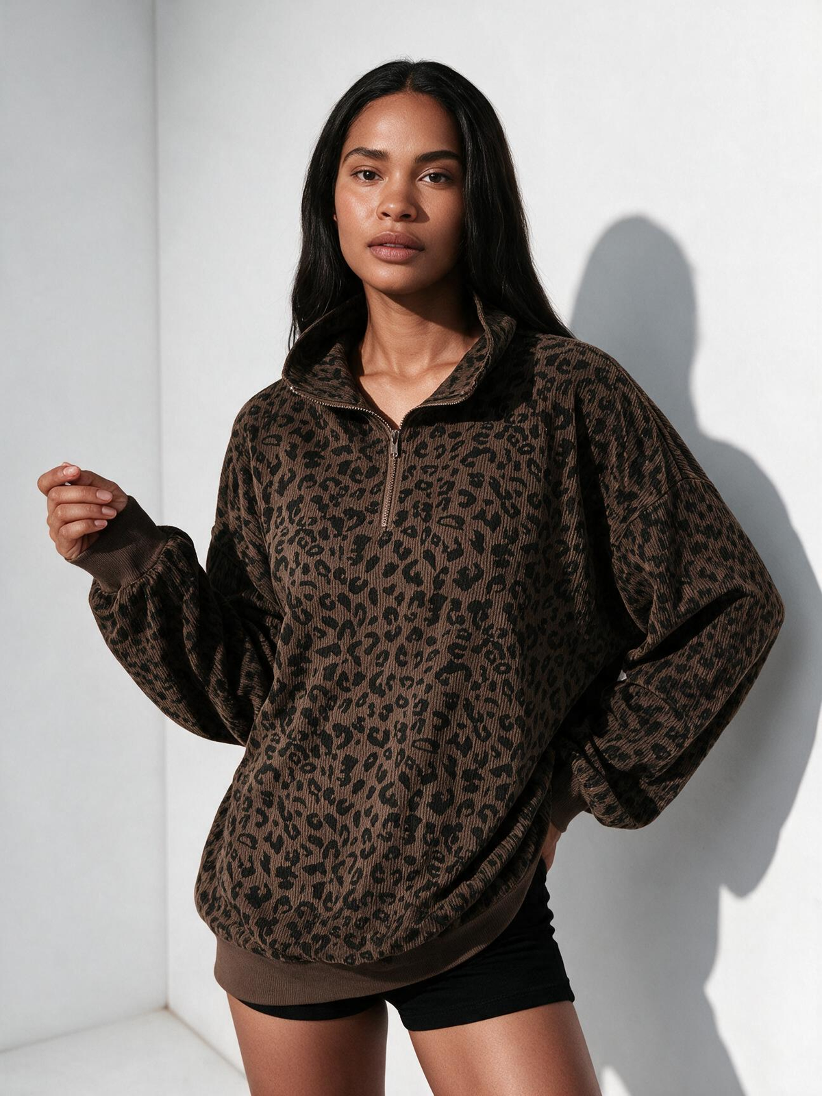 The Marlowe Leopard Half-Zip Pullover