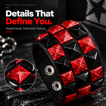 6Pcs Punk Rock Wide Artificial Leather Cuff Bracelets
