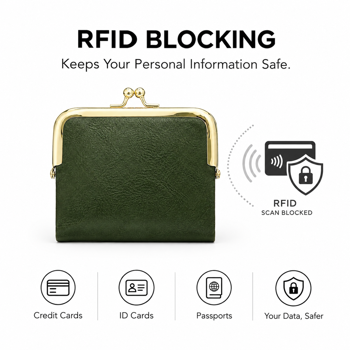 Women's Vintage Style Foldable RFID Blocking Leather Wallet