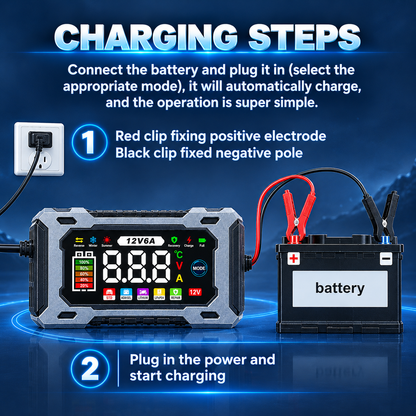 12V 6A Smart Battery Charger Maintainer|Fully Automatic Trickle Charger