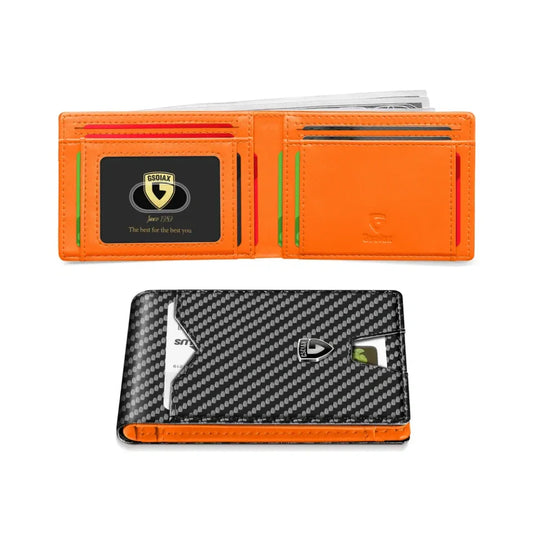 💳RFID Blocking Leather & Carbon Fiber Wallet