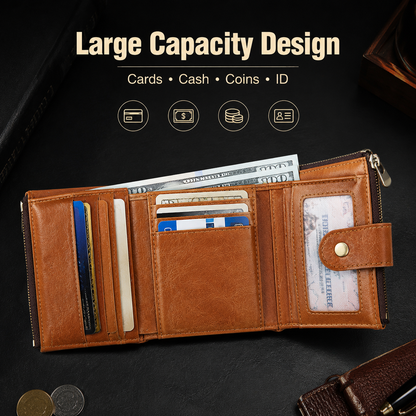 Rfid Blocking Genuine Leather Wallet