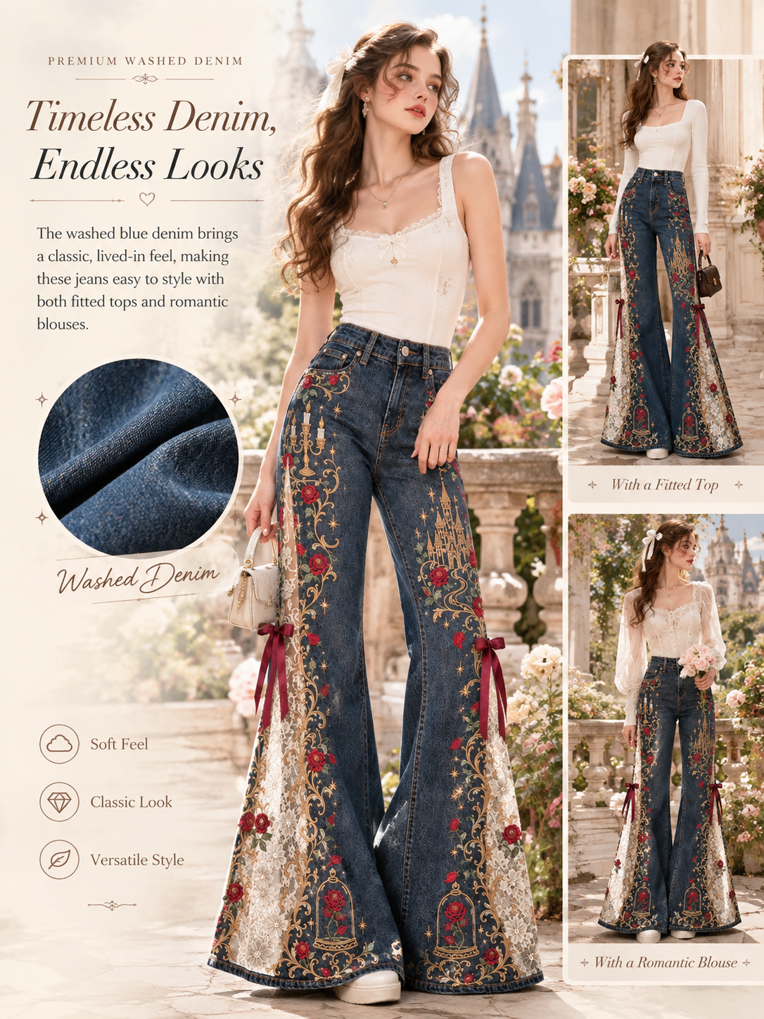 The Roselle Lace Flare Jeans