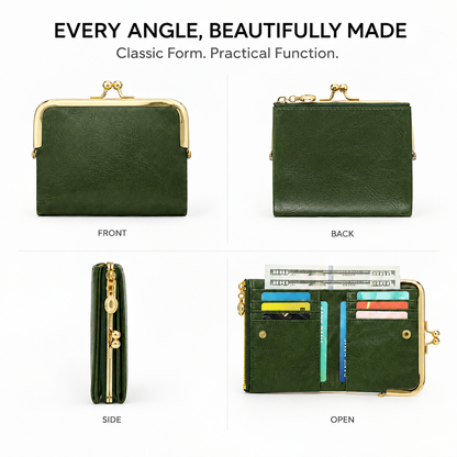 Women's Vintage Style Foldable RFID Blocking Leather Wallet