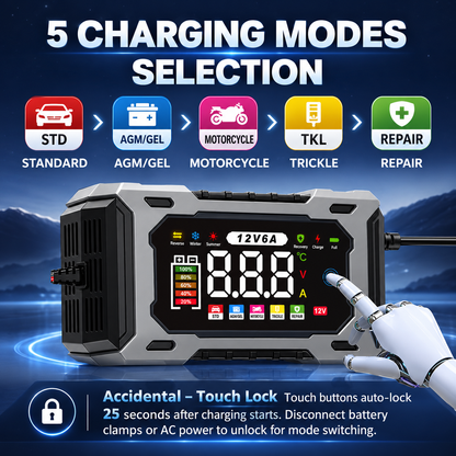 12V 6A Smart Battery Charger Maintainer|Fully Automatic Trickle Charger