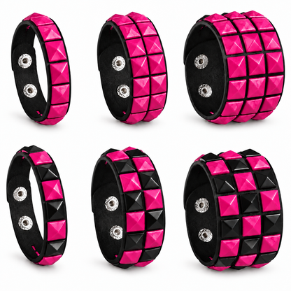 6Pcs Punk Rock Wide Artificial Leather Cuff Bracelets