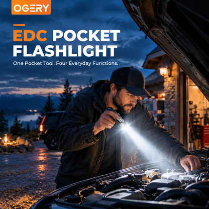 4 in 1 Rechargeable EDC Flashlight | 1100 Lumens Pocket Flashlihgt with UV Light & Green Beam