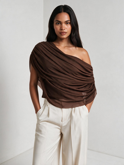 The Elara Draped Asymmetrical Top