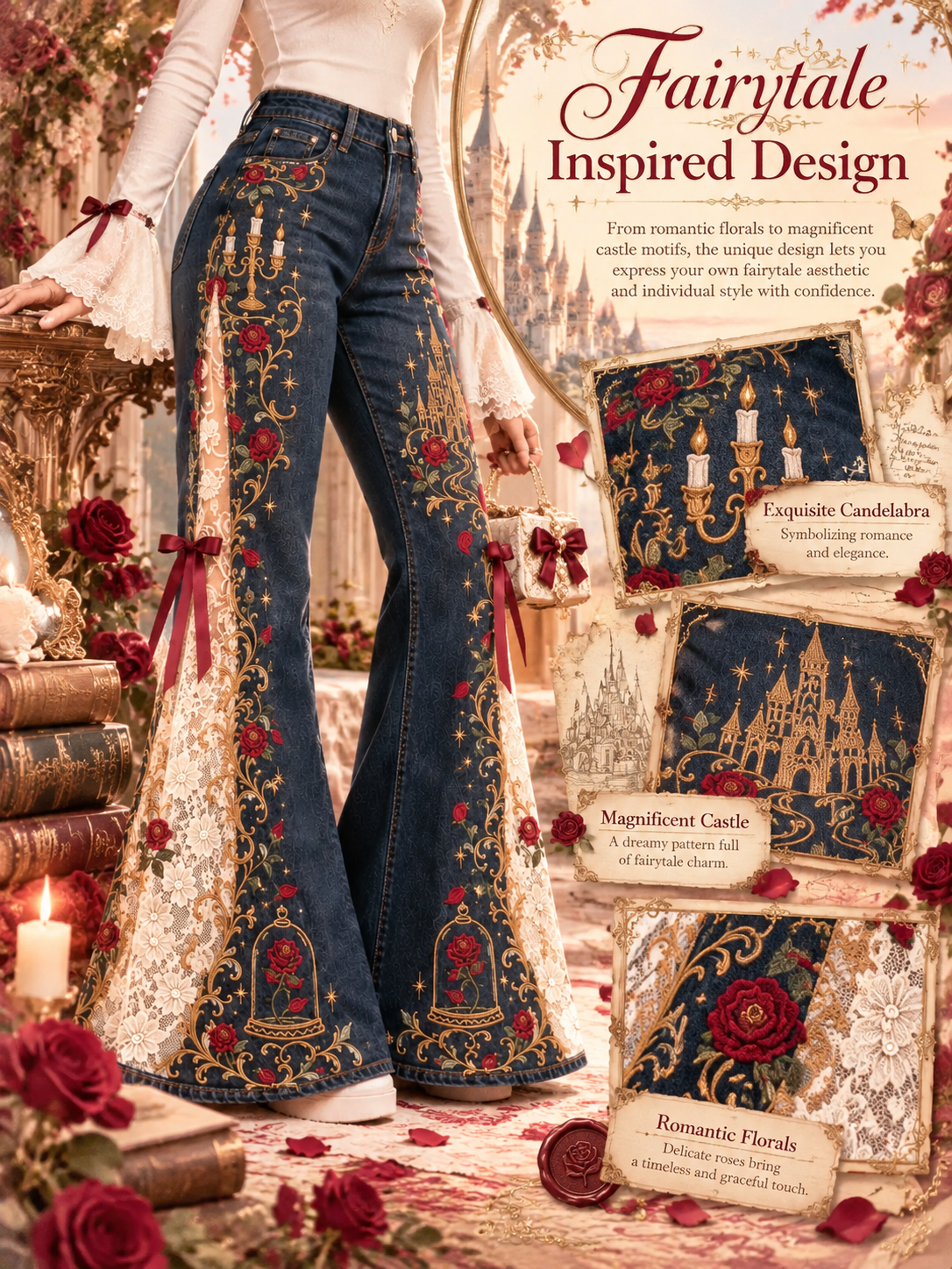The Roselle Lace Flare Jeans