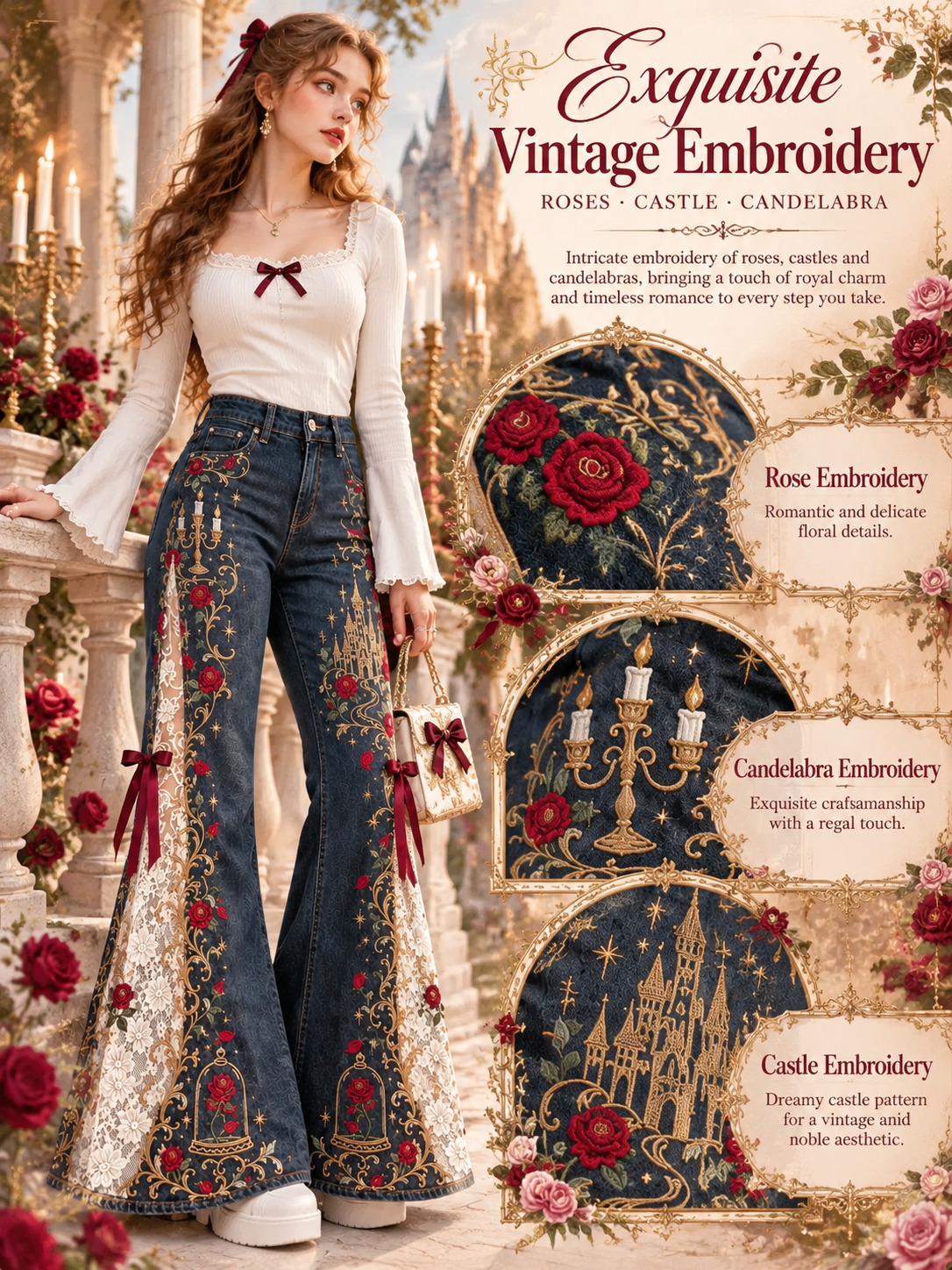 The Roselle Lace Flare Jeans