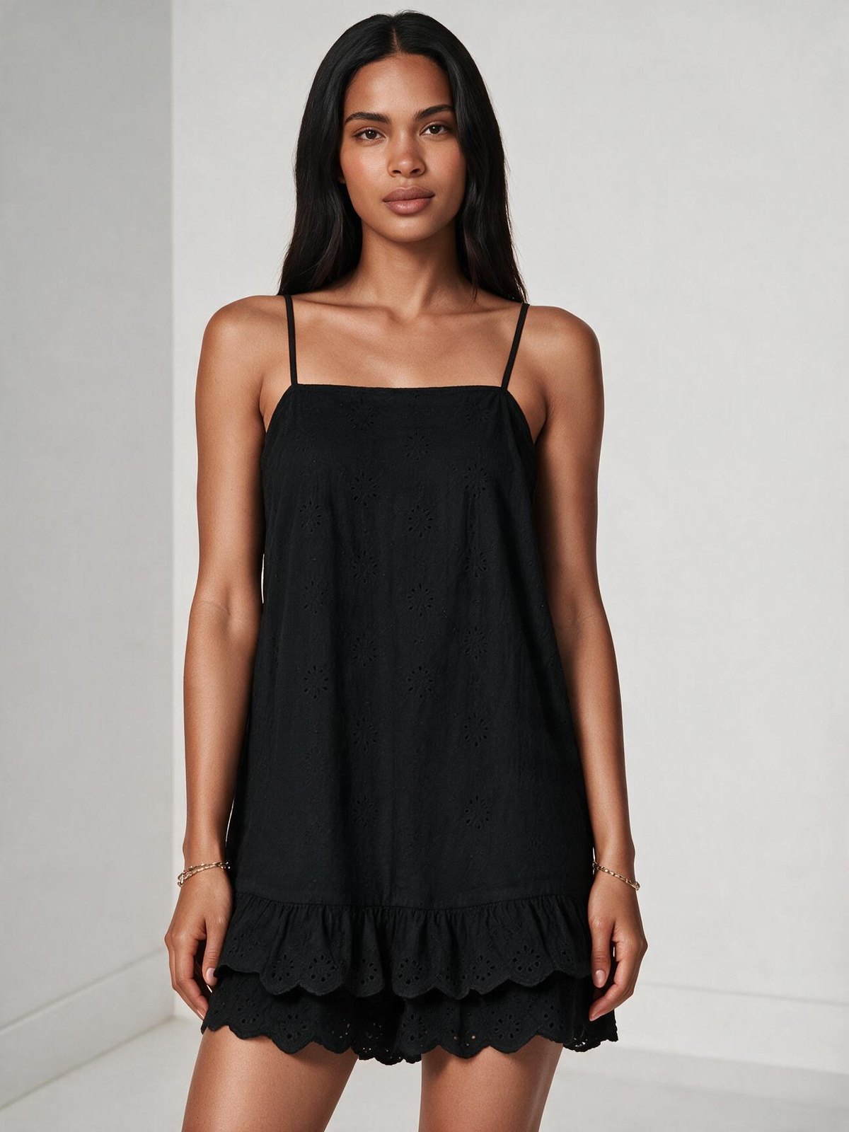 The Boho Floral Eyelet Cami Romper